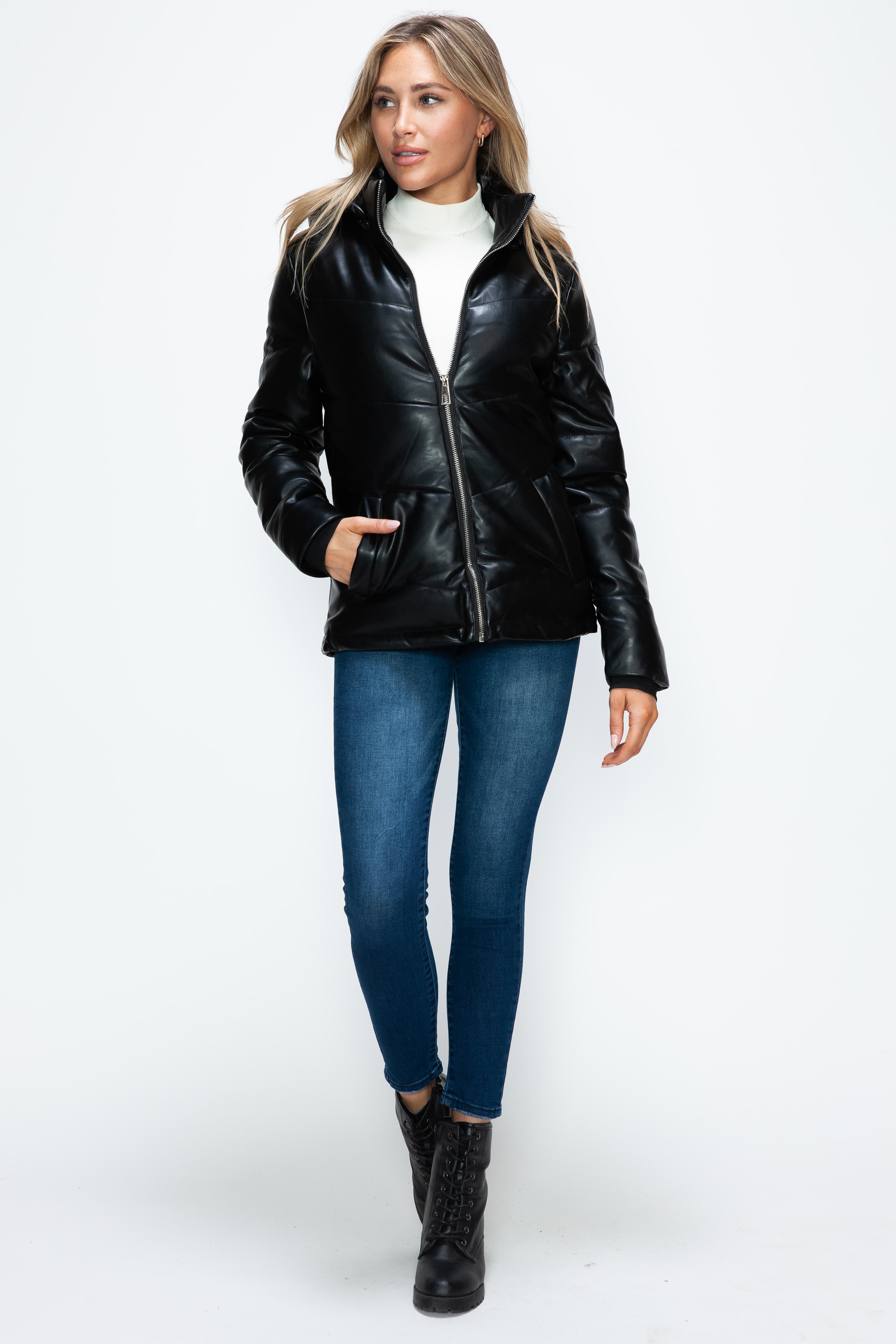 Versatile Pocketed Zip-Up Puffer Jacket with Detachable Hood
