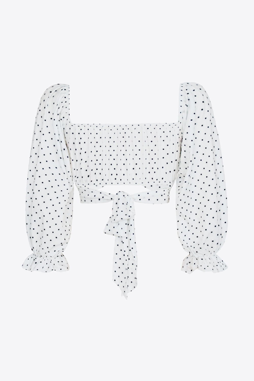 Stylish Printed Long Flounce Sleeve Cropped Women's Blouse