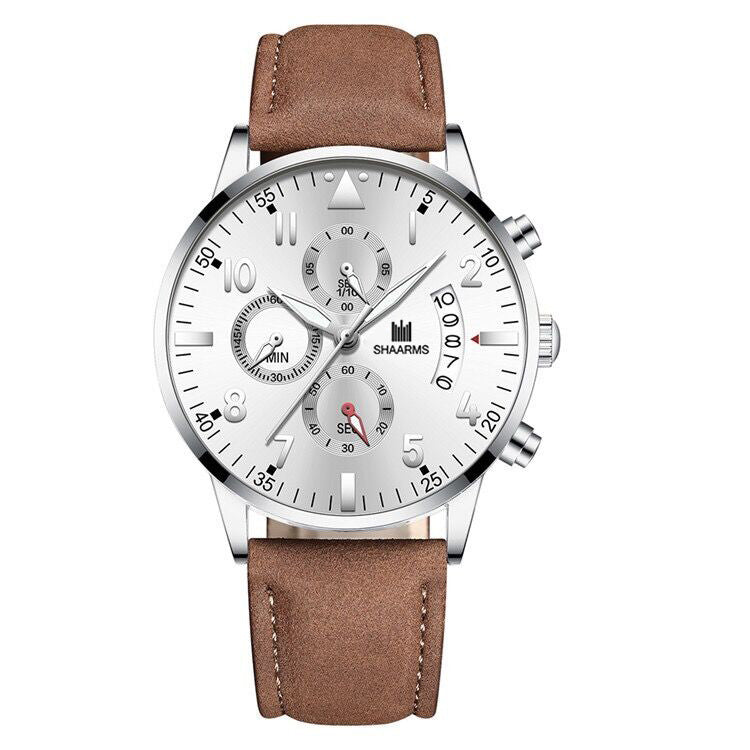 Fashionable Men's Stainless Steel Buckle Wristwatch with Quartz Movement