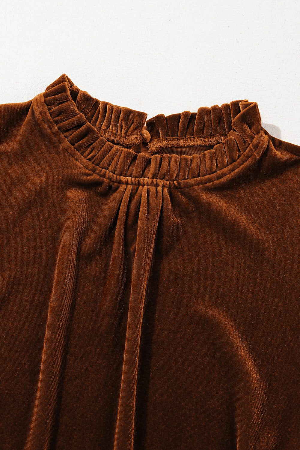 Fashionable Frilled Mock - Neck Puff - Sleeve Women's Blouse