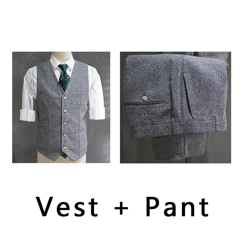 Stylish Men's Three-Piece British-Inspired Formal Suit for Business and Special Occasions