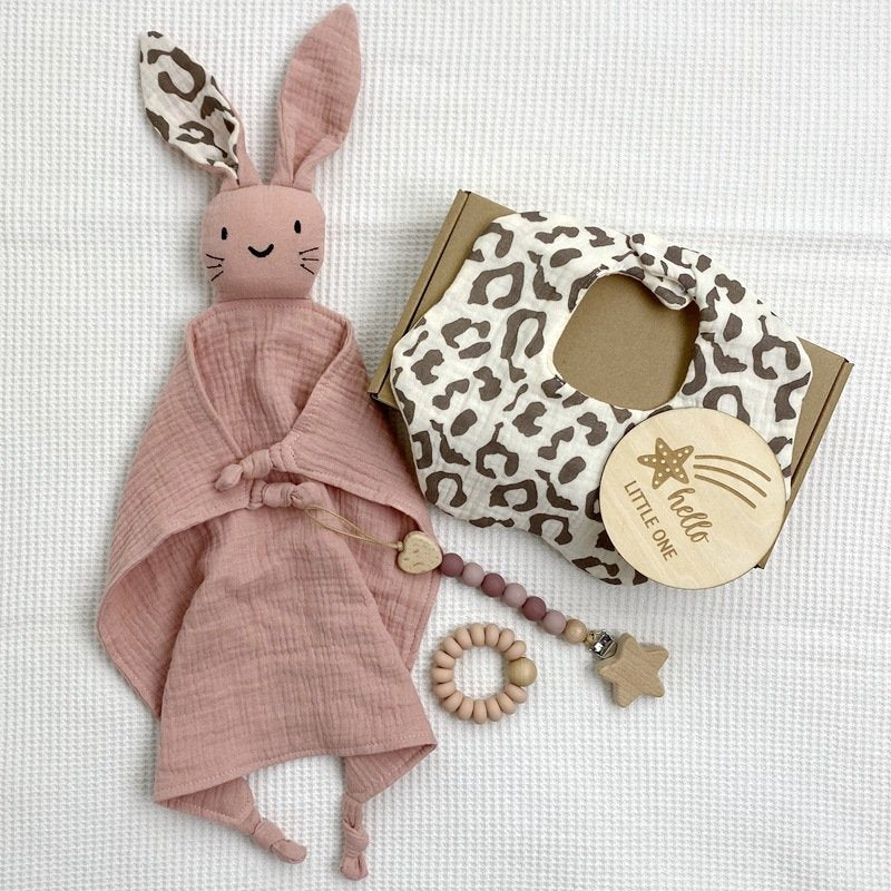 Adorable Solid - Color Cotton Baby Comfort Blanket Set