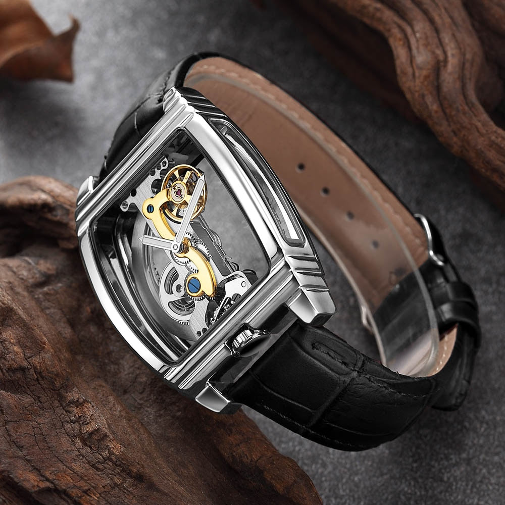 Gorben Luxury Men's Transparent Automatic Self - Winding Mechanical Wristwatch
