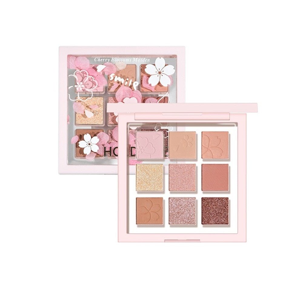 HOLD LIVE Brand New Cherry Blossom-themed 9-color Eyeshadow Palette with Matte and Pearlescent Finishes, Ideal for Beginners, Offering Natural and Long-lasting Eye Makeup Results