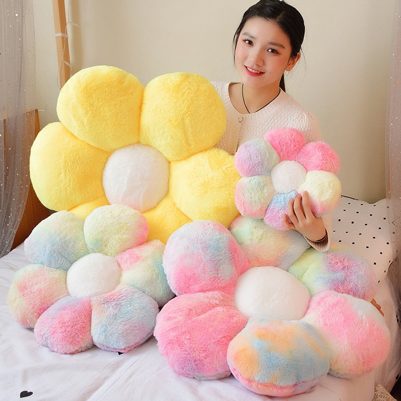 Soft Furry Plush Peach Blossom-Shaped Pillow for Baby Home Decor