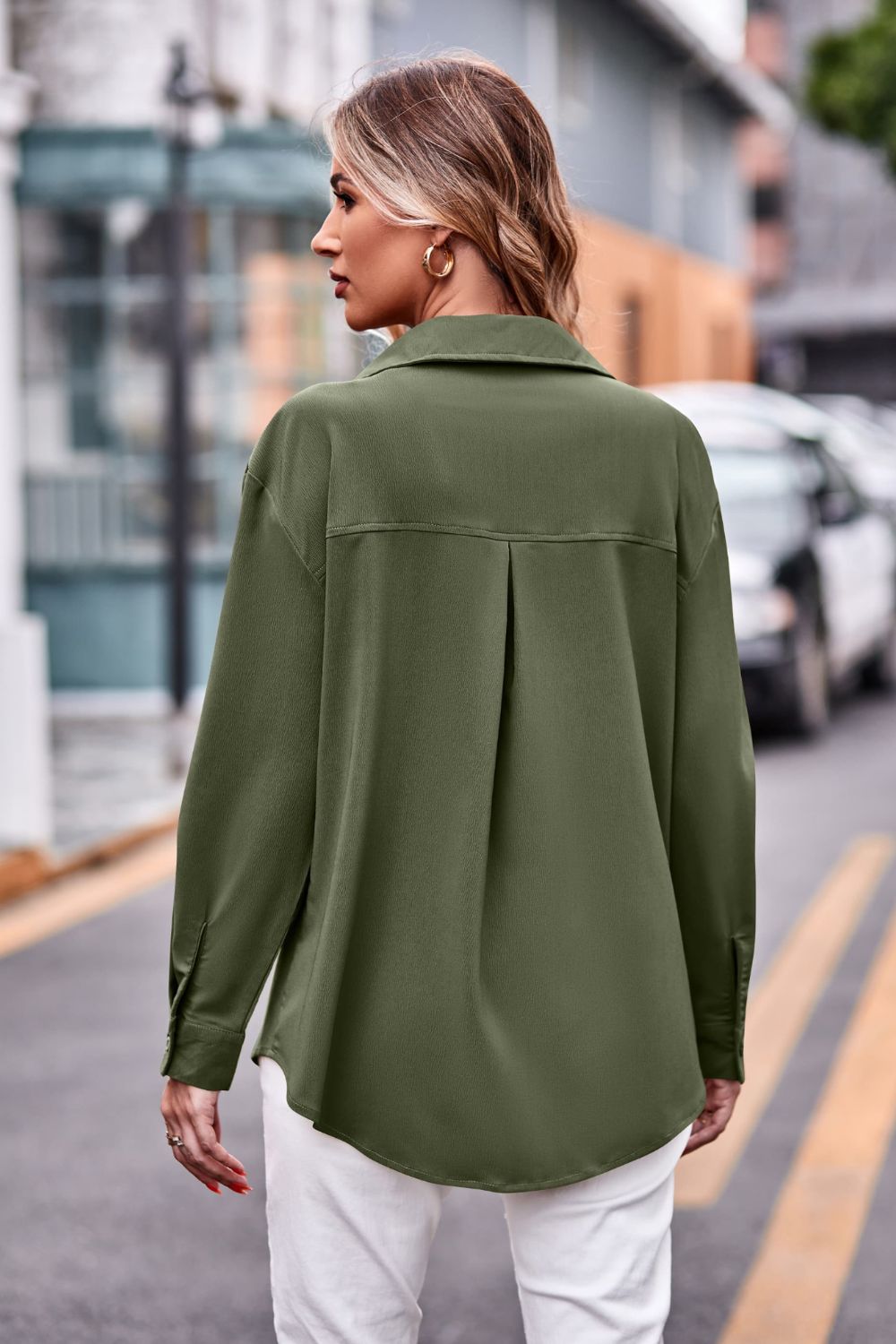 Casual Longline Dropped Shoulder Shirt with Functional Pockets