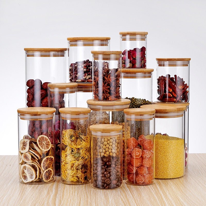 Wholesale Modern Glass Cookie, Candy, Spice, and Condiment Storage Jars with Lids for Kitchen Organization