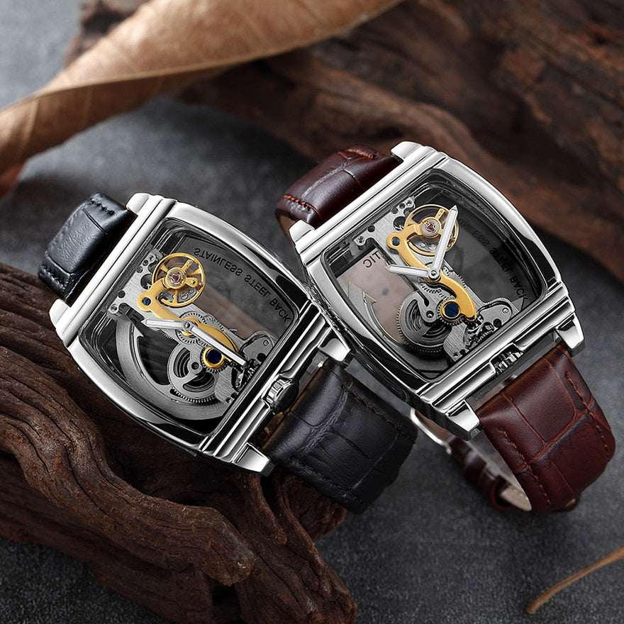 Gorben Luxury Men's Transparent Automatic Self - Winding Mechanical Wristwatch