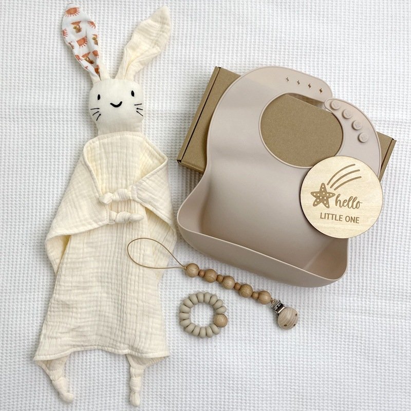 Adorable Solid - Color Cotton Baby Comfort Blanket Set