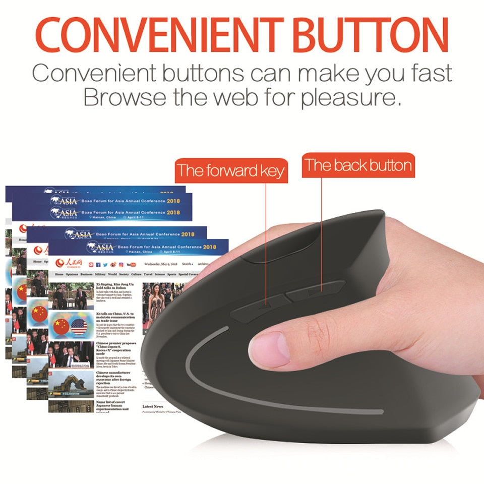 HKZA 1600 DPI Wireless Vertical Ergonomic Gaming Mouse for PC, Laptop, Office & Home