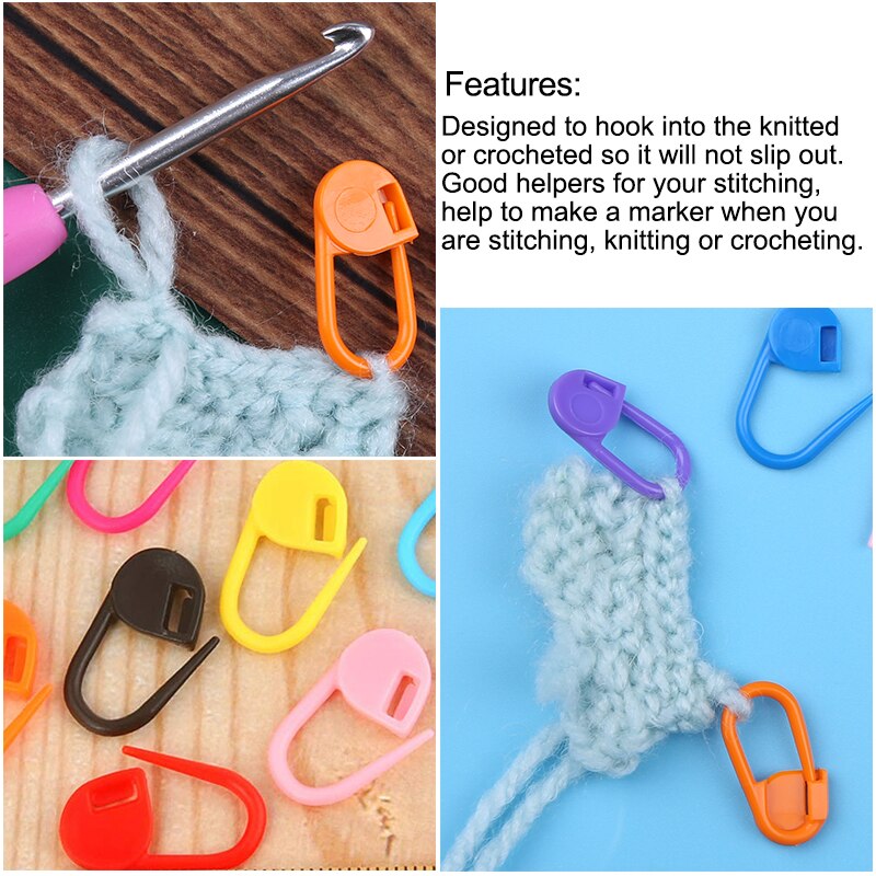 LMDZ Colorful Plastic Locking Stitch Markers for Knitting and Crochet, 150/100/104 Pcs Set