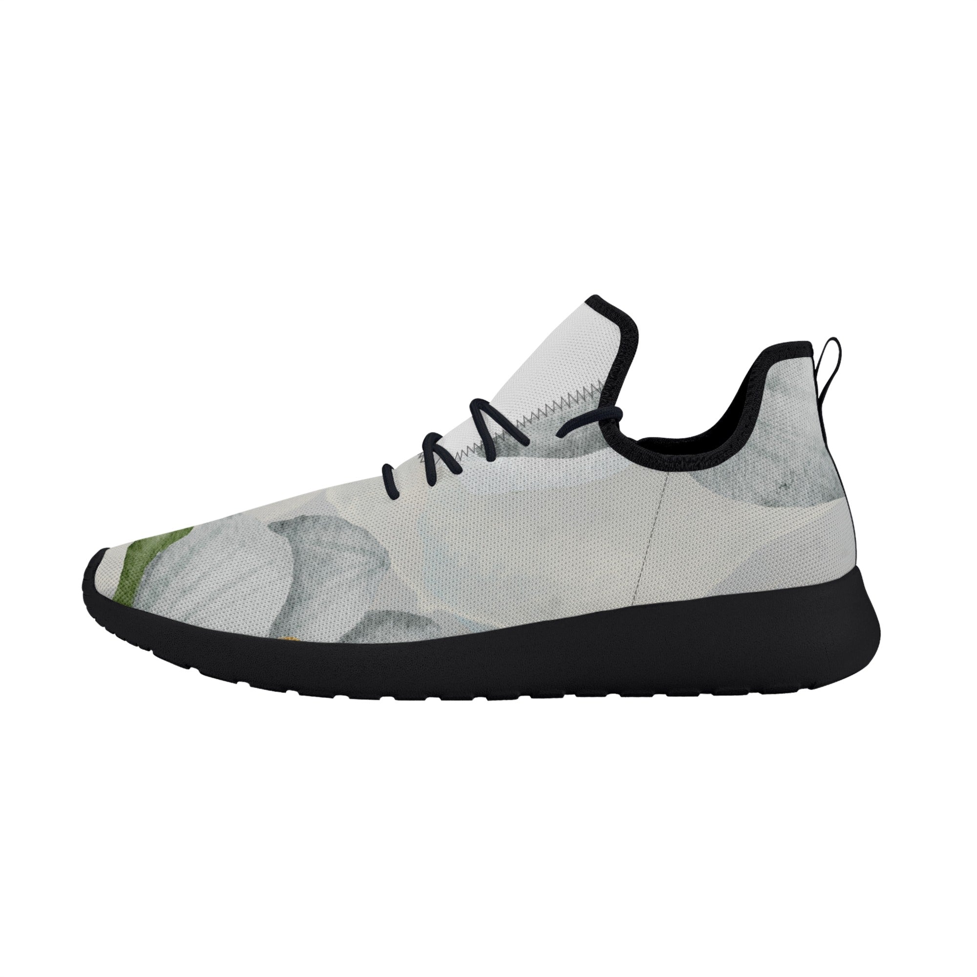 Men's Fashionable New Gray Soft Floral Mesh Knit Athletic Sneakers Designed by Dunbi