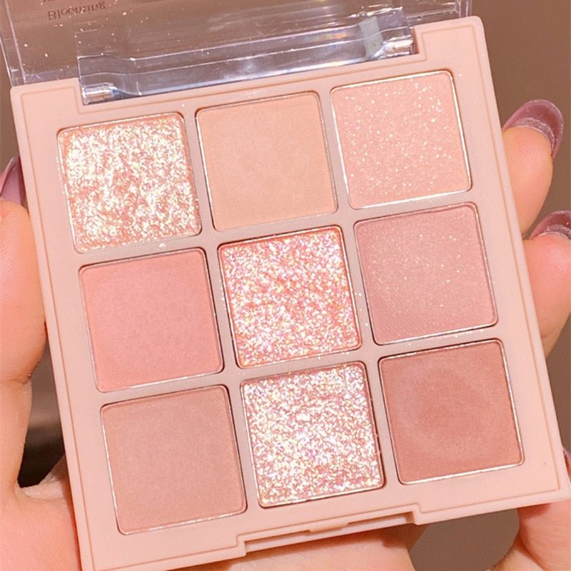 MOONBIFFY 9 - Color Long - Lasting Shimmer Matte Eyeshadow Palette for Korean - Style Makeup