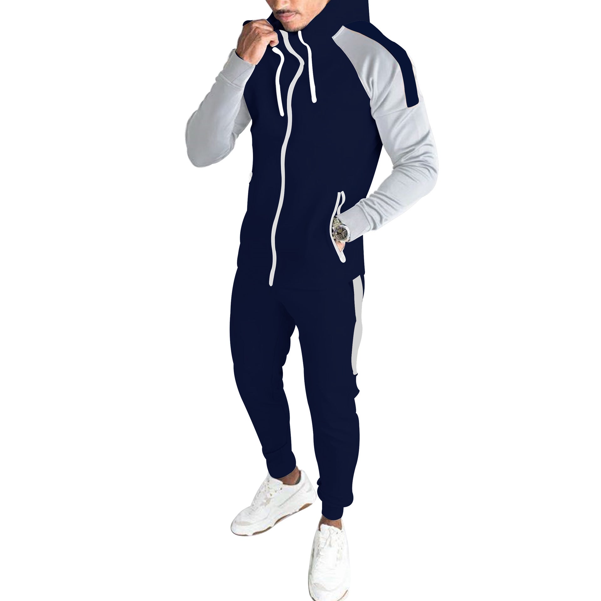 Men's Slim-Fit Zip-Up Jogger Set: Jacket and Sweatpants