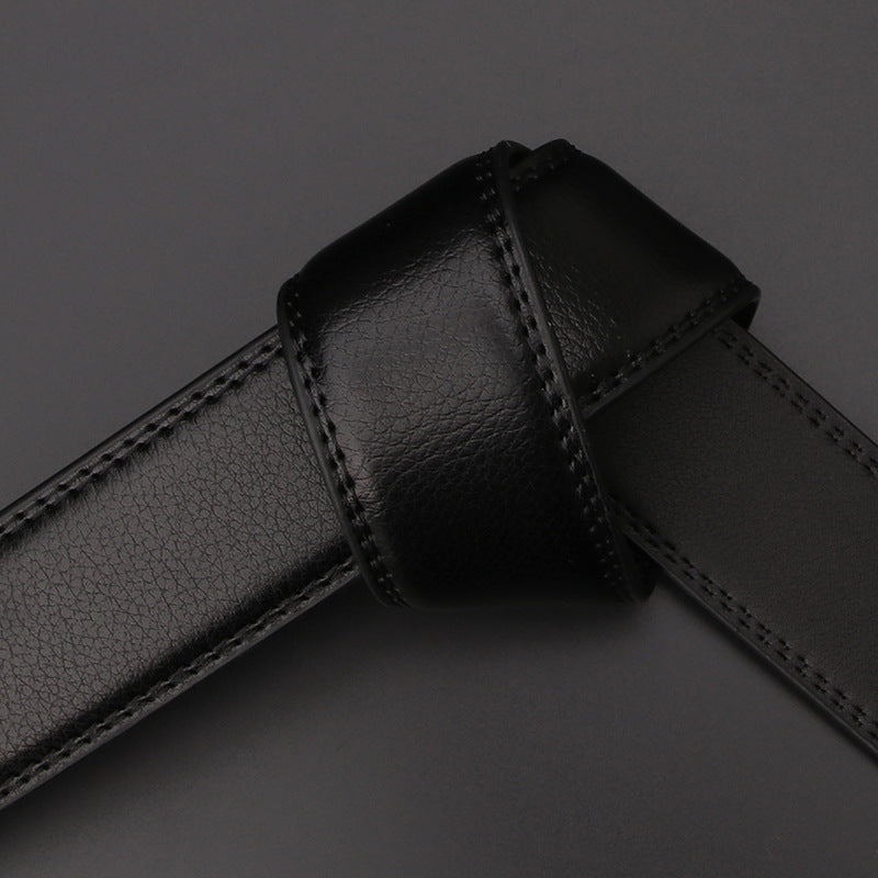 Men's Business Style Automatic Buckle Genuine Leather Belt for All Seasons