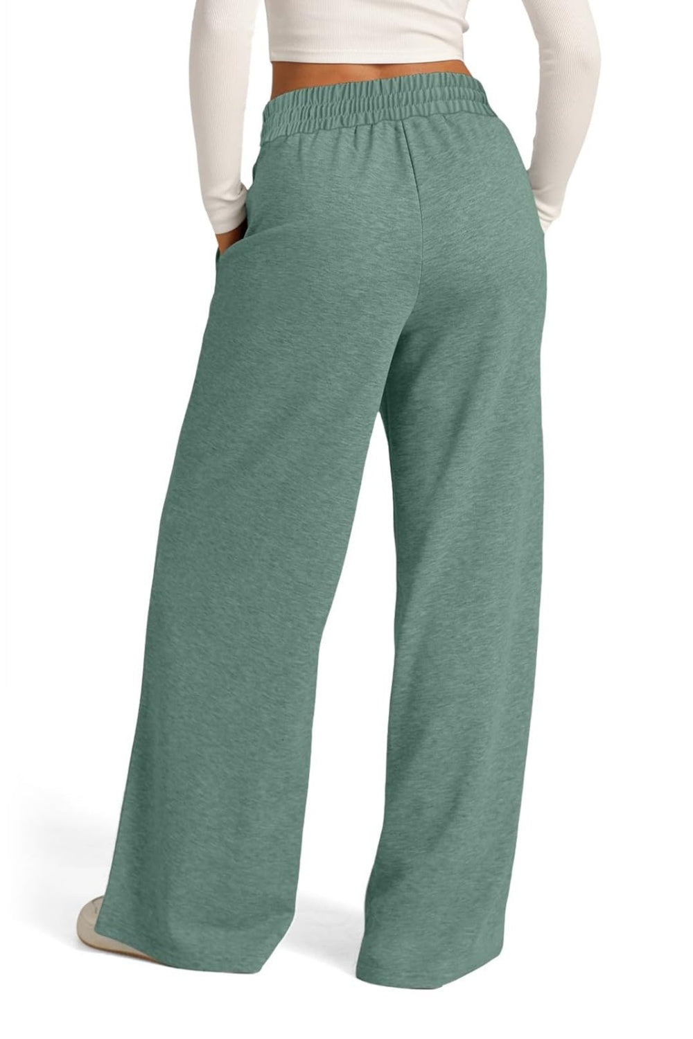 Fashionable Drawstring Elastic Waist Wide Leg Polyester Pants for Comfortable Wear