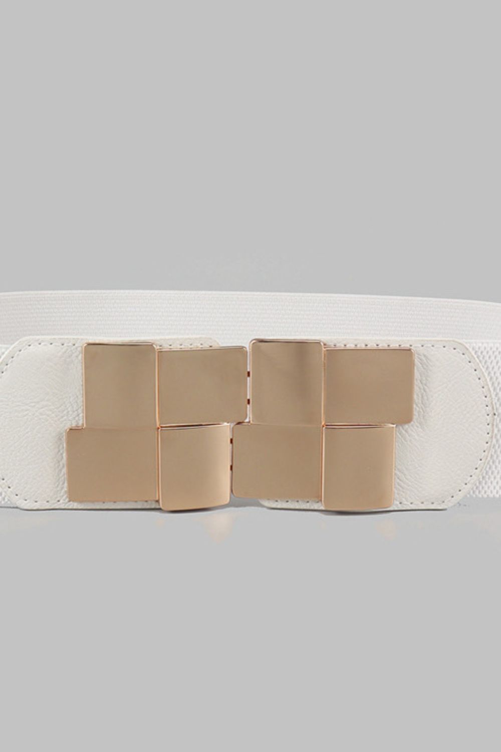 Fashionable Geometric Design Zinc Alloy Buckle Elastic Wide Waist Belt for Men and Women