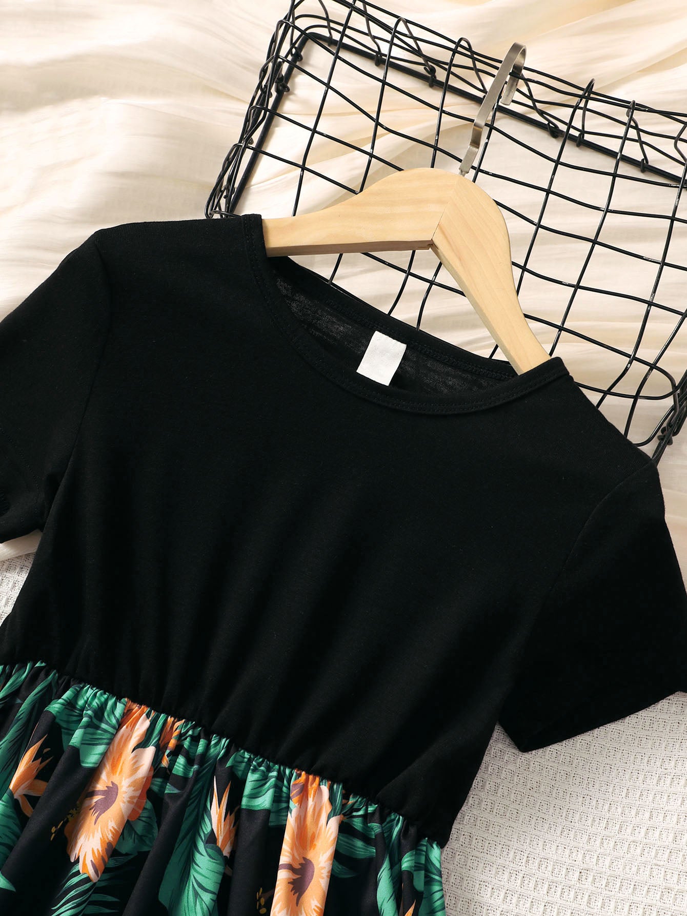 Casual Floral Women's Round Neck Short Sleeve Long Dress