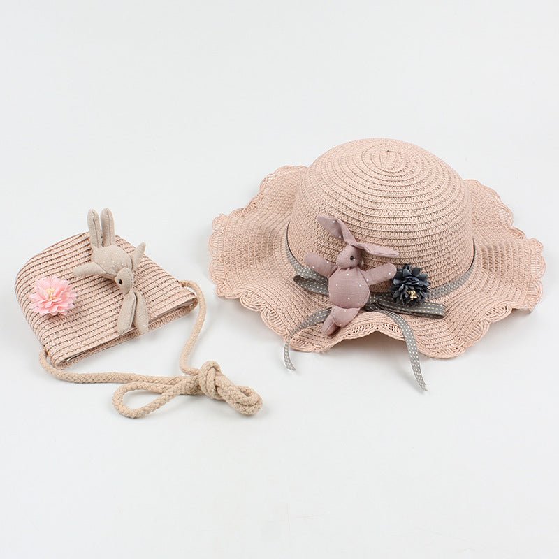 Korean-Style Girl's Adjustable Rabbit-Themed Sun Hat and Matching Shoulder Bag for 4 - 8 Years Old (Sold Separately)