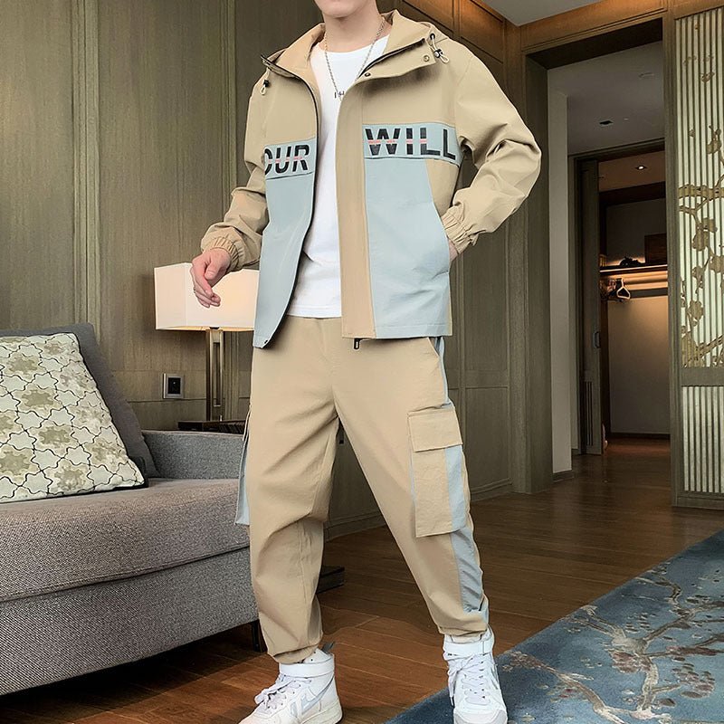 Trendy Men's Fashionable Jogging and Workout Two - Piece Casual Tracksuit Set with Jackets and Pants