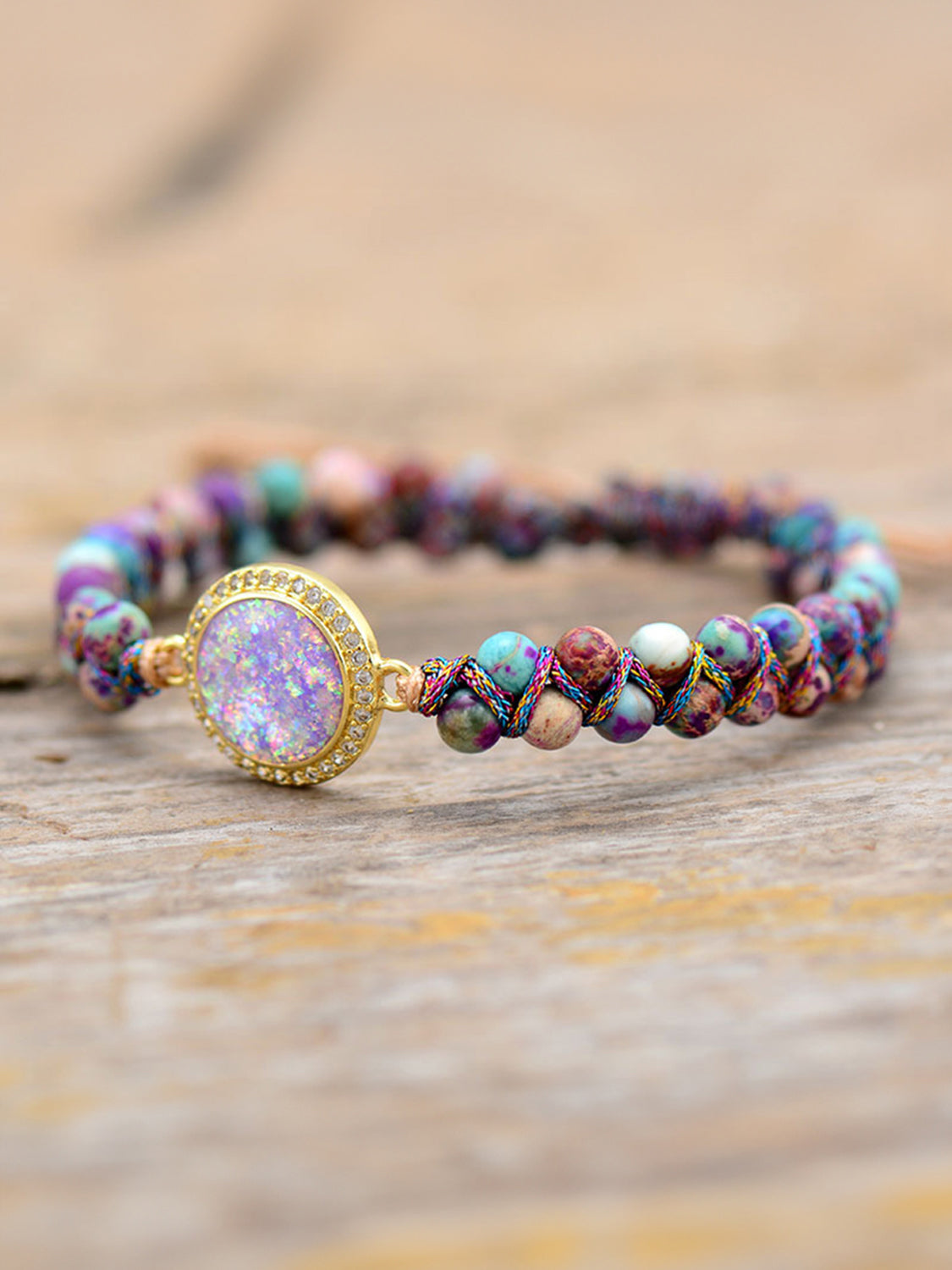 Exquisite Imperial Jasper and Opal Beaded Bracelet with Unique Patterns