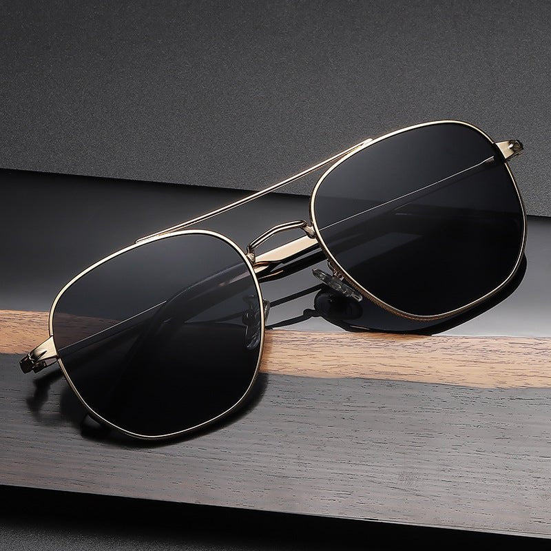 Trendy Retro Men's Double - Beam All - Metal Rim UV - Protecting Sunglasses