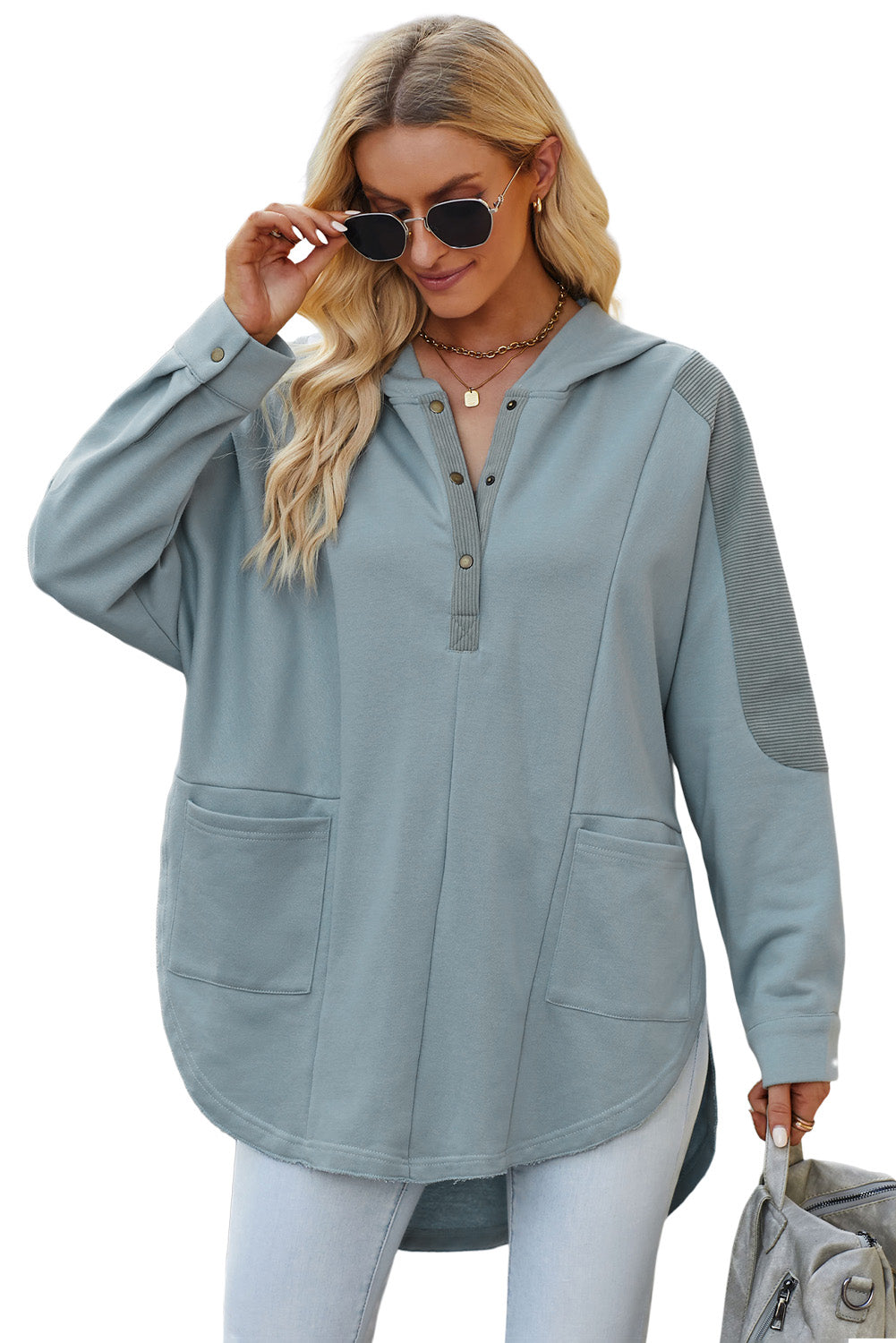 Casual Long Sleeve Buttoned Hoodie with Practical Pockets