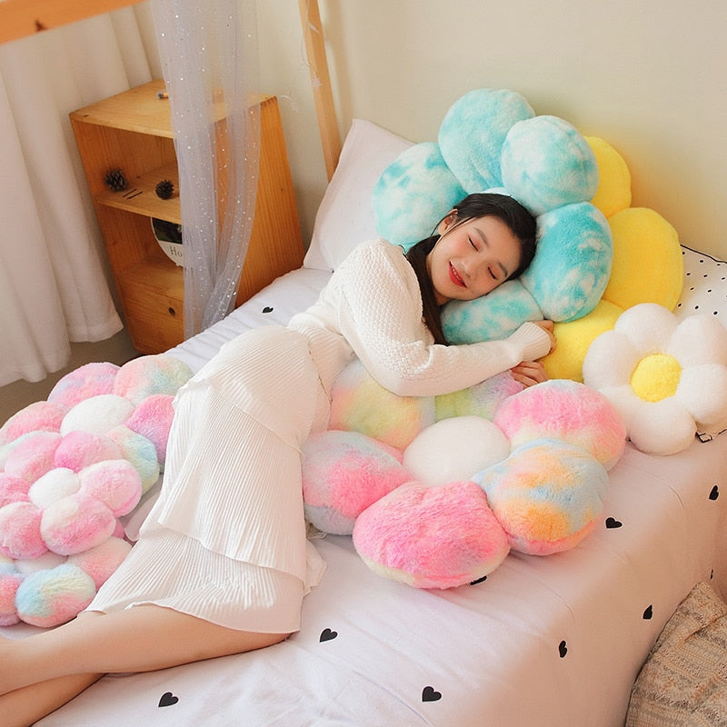 Soft Furry Plush Peach Blossom-Shaped Pillow for Baby Home Decor