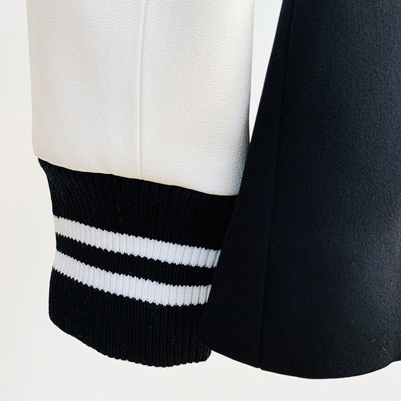 High-End High Street Women's Fashion Varsity Blazer Jacket