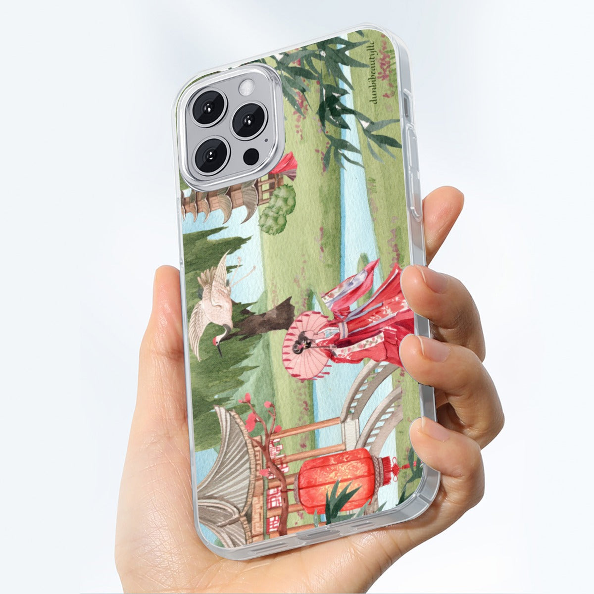 iPhone 14 Series TPU Mobile Phone Case with Asian Garden Design by Dunbi