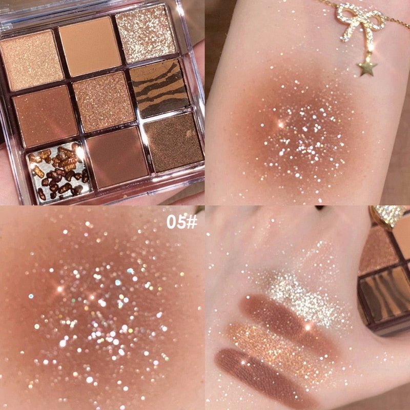 DIKALU Premium Nine - Color Eyeshadow Palette with Rose Pink Hues, Featuring Pearly, Matte, and Glittery Eye Shadows for Stunning Eye Pigments