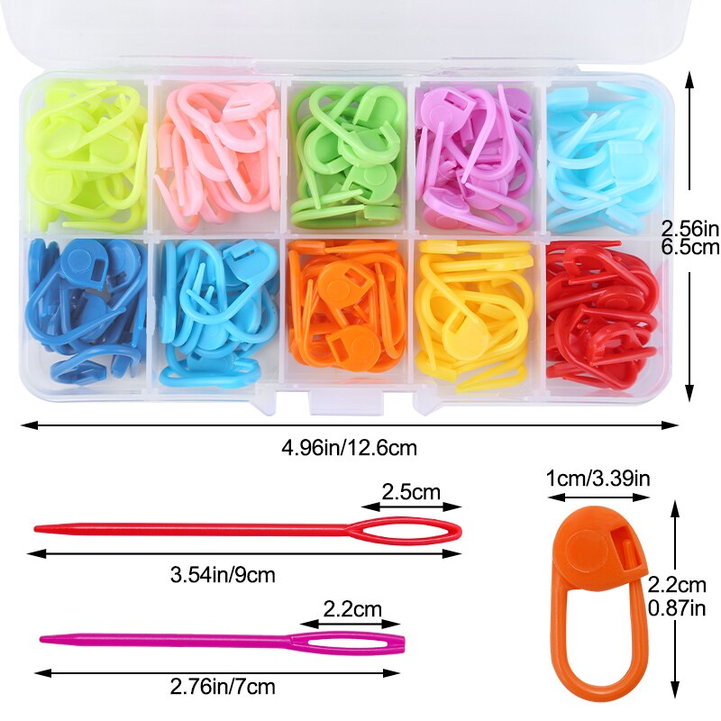 LMDZ Colorful Plastic Locking Stitch Markers for Knitting and Crochet, 150/100/104 Pcs Set