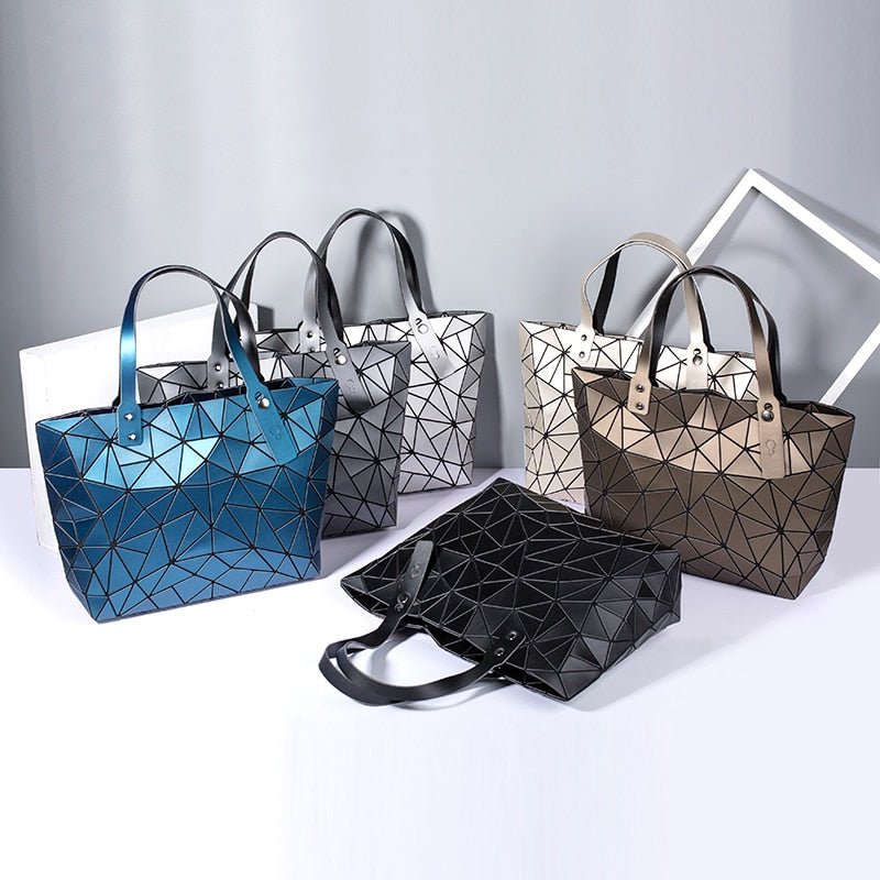 DIOMO Fashionable PU Leather Geometric Design Tote Handbag for Women