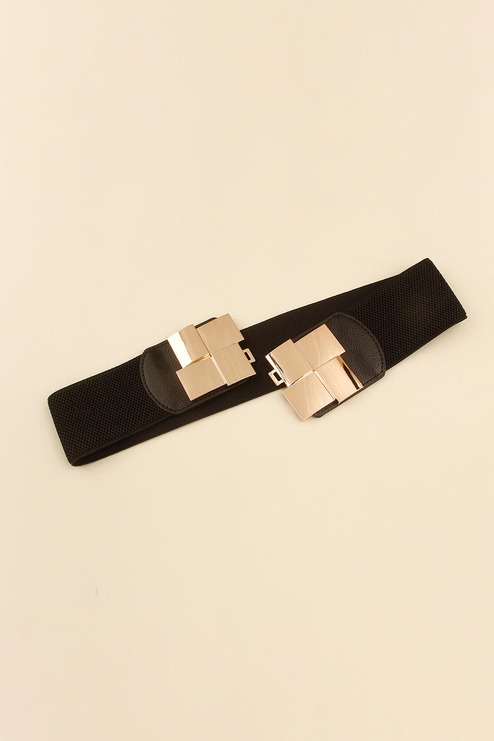 Fashionable Geometric Design Zinc Alloy Buckle Elastic Wide Waist Belt for Men and Women