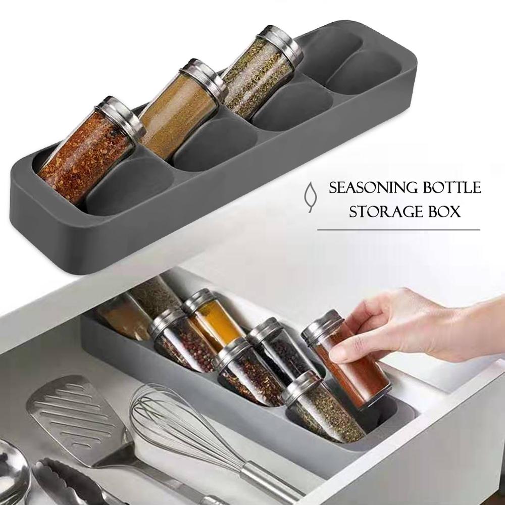 Eight-Slot Condiment Seasoning Bottle Storage Holder - 8 Grid Kitchen Organizer