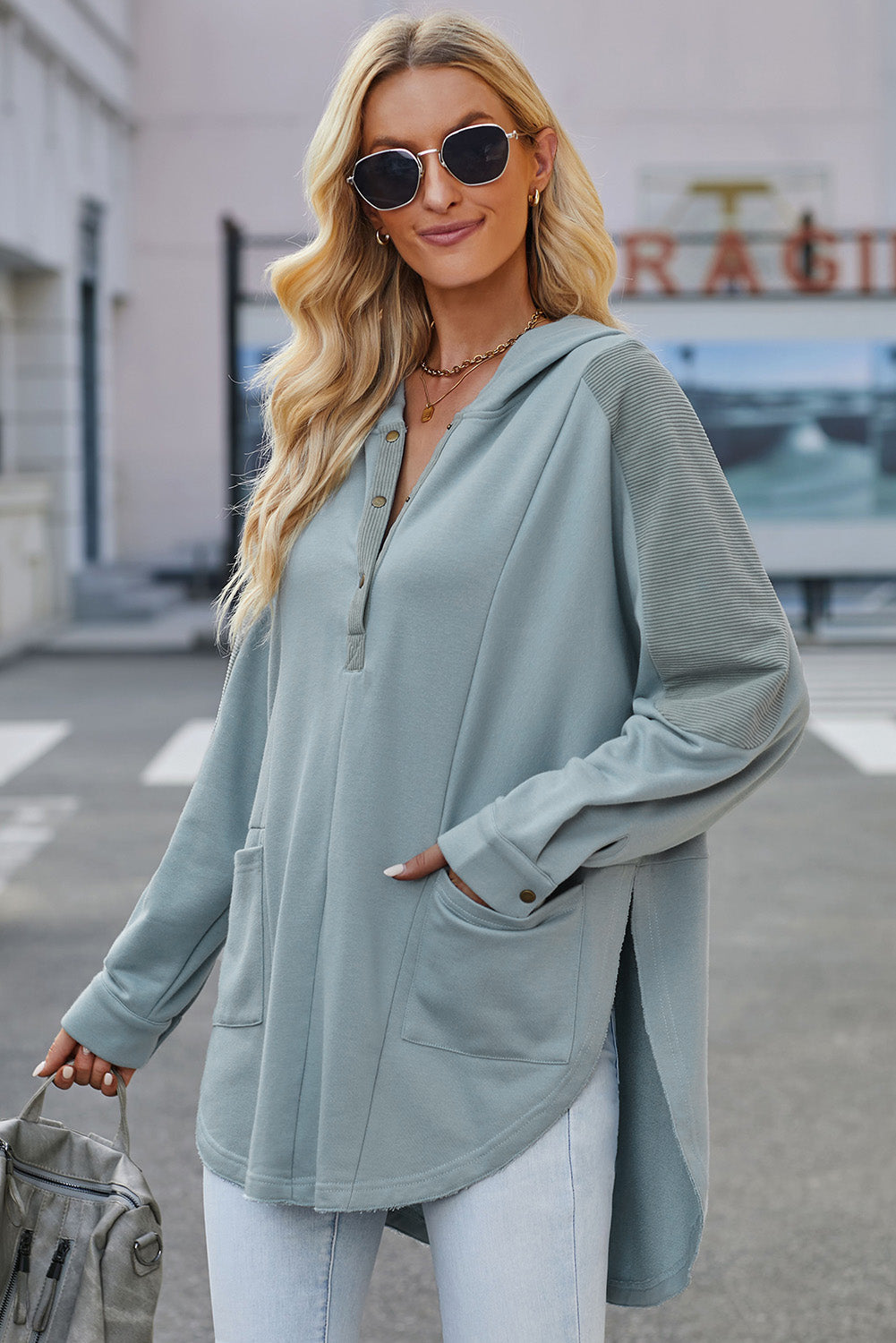 Casual Long Sleeve Buttoned Hoodie with Practical Pockets