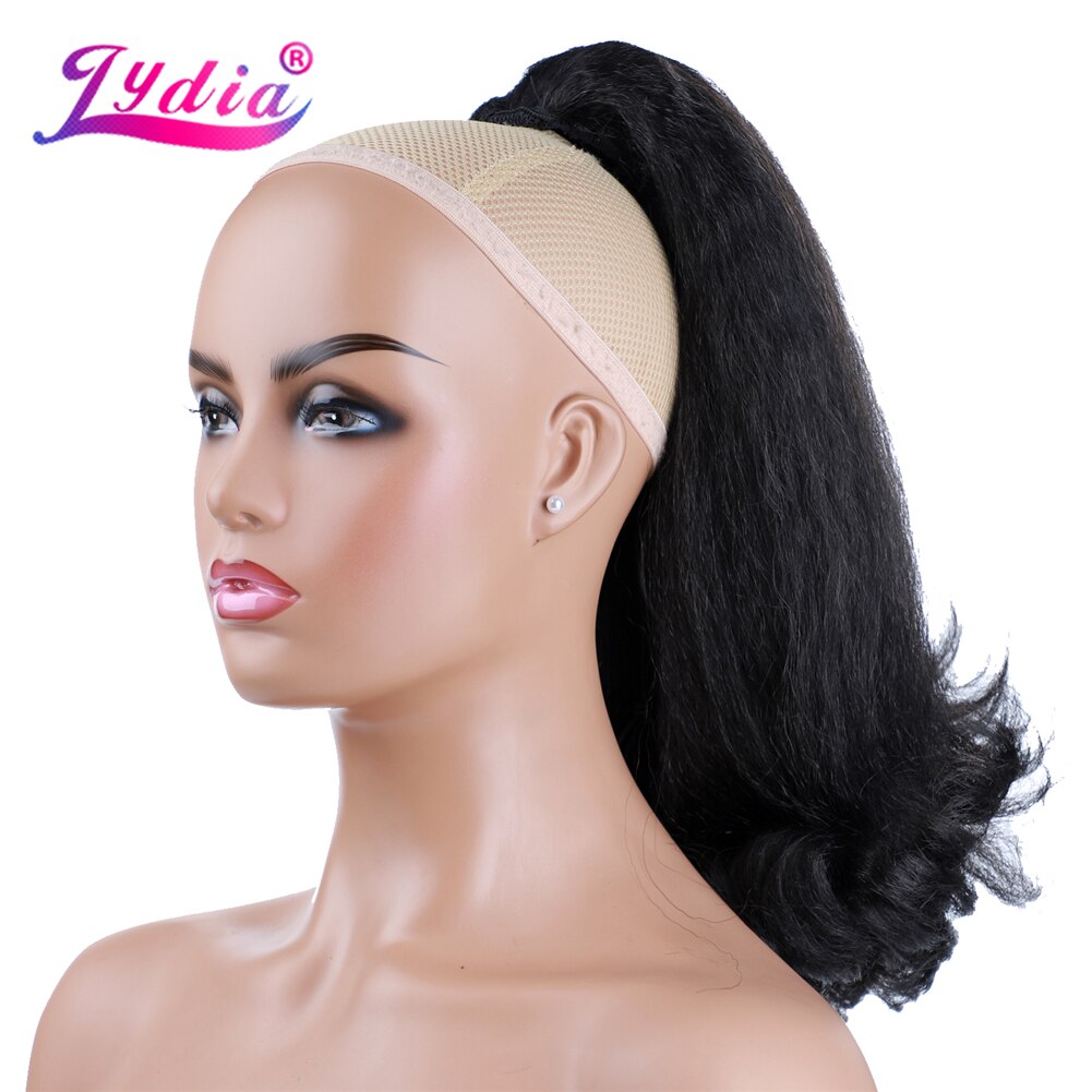 Lydia 16-Inch Synthetic Kinky Straight Ponytail Hair Extension with Curly Tail and Drawstring