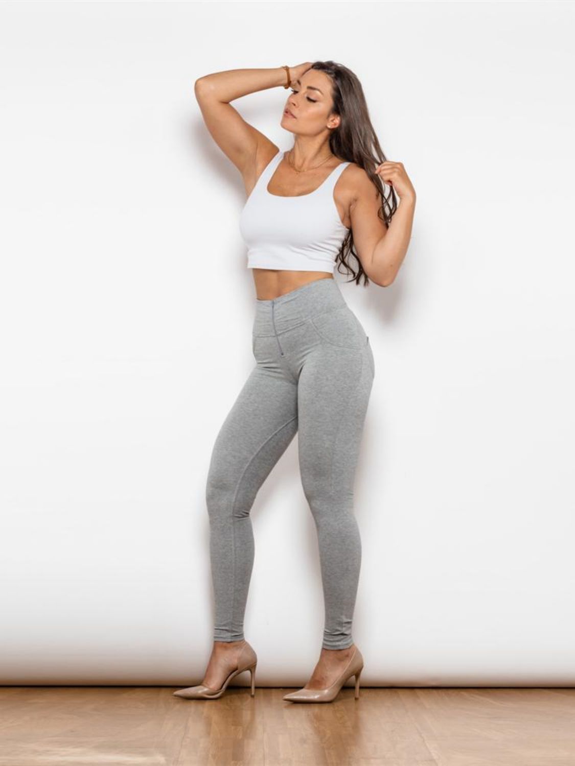 Full-Size High-Waist Leggings with Zip Details for Sporty Style