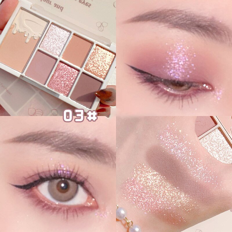 7 - Color Glitter Eyeshadow Palette: Matte, Shimmer, Long - Lasting and Waterproof
