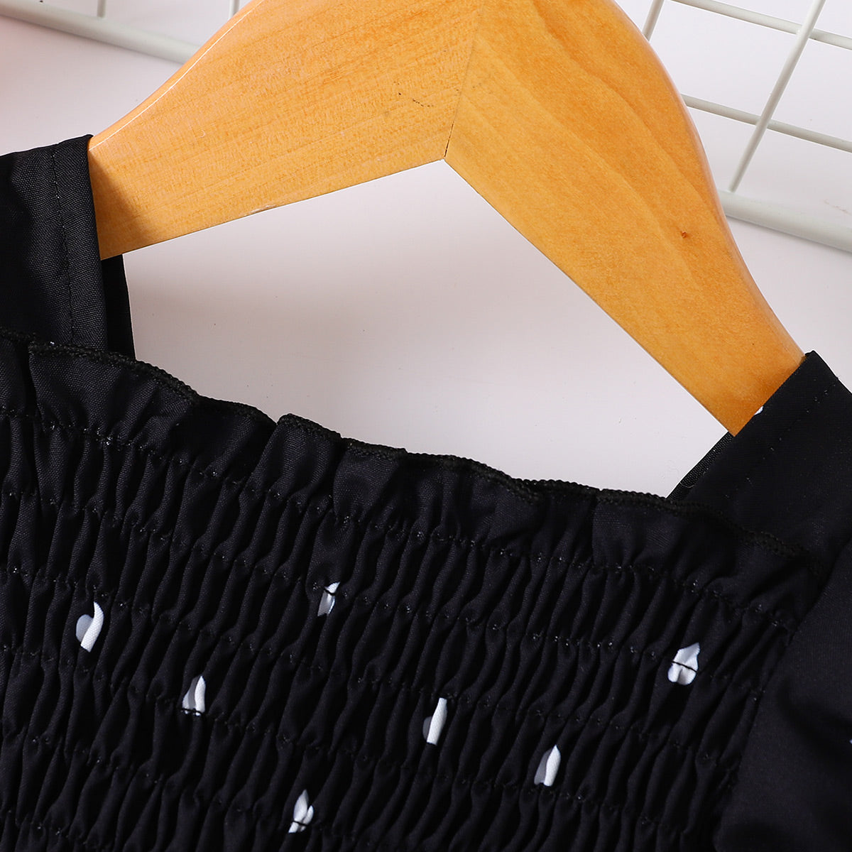 Cute Heart - Printed Smocked Short Square - Neck Dress for Babies