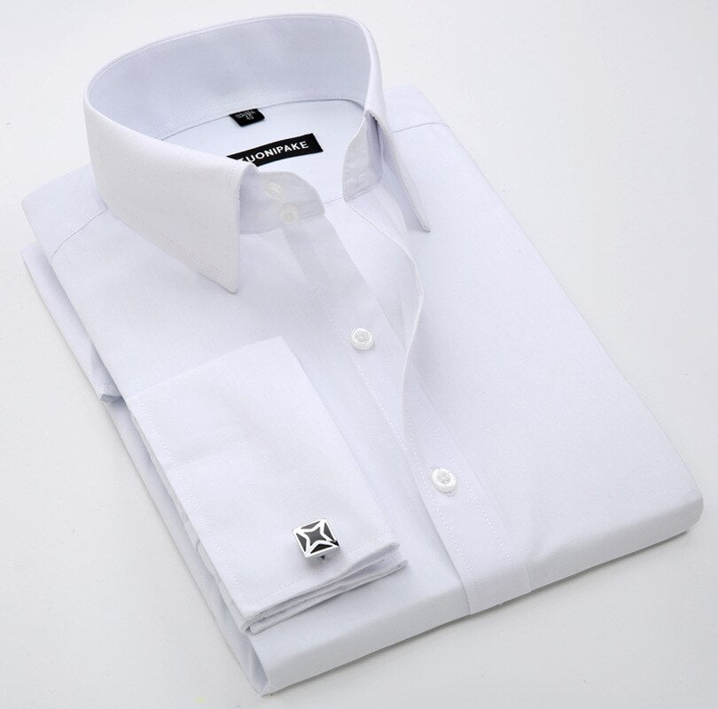 Men's Long Sleeve Turn-down Collar Solid Patchwork Button-down Casual Shirt