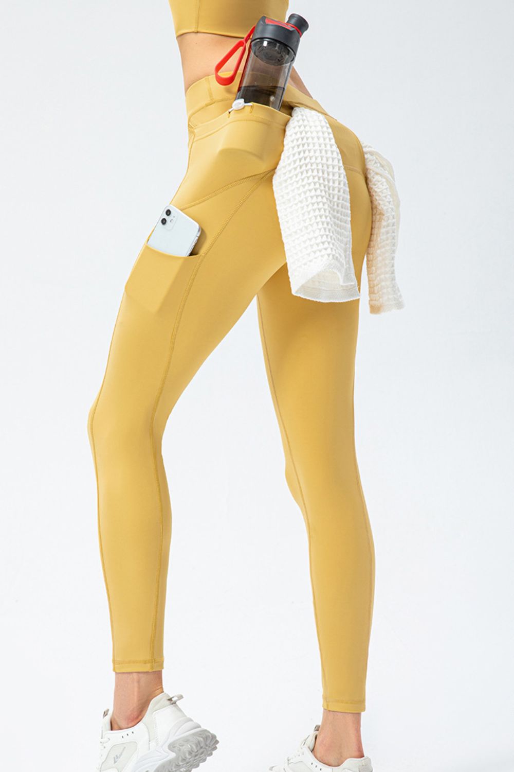 Full-Size High-Waisted Long Sports Pants with Pockets and Slim Fit