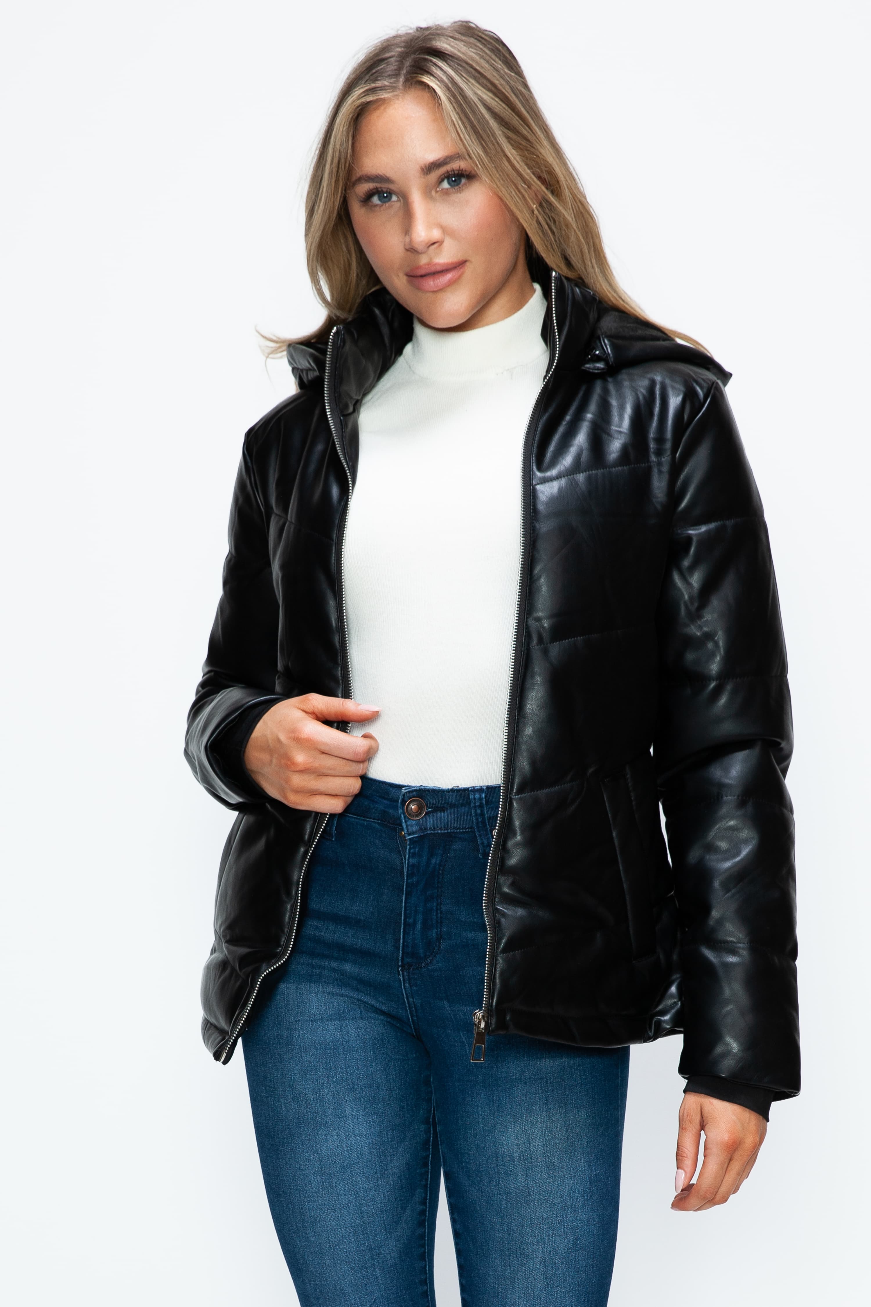 Versatile Pocketed Zip-Up Puffer Jacket with Detachable Hood