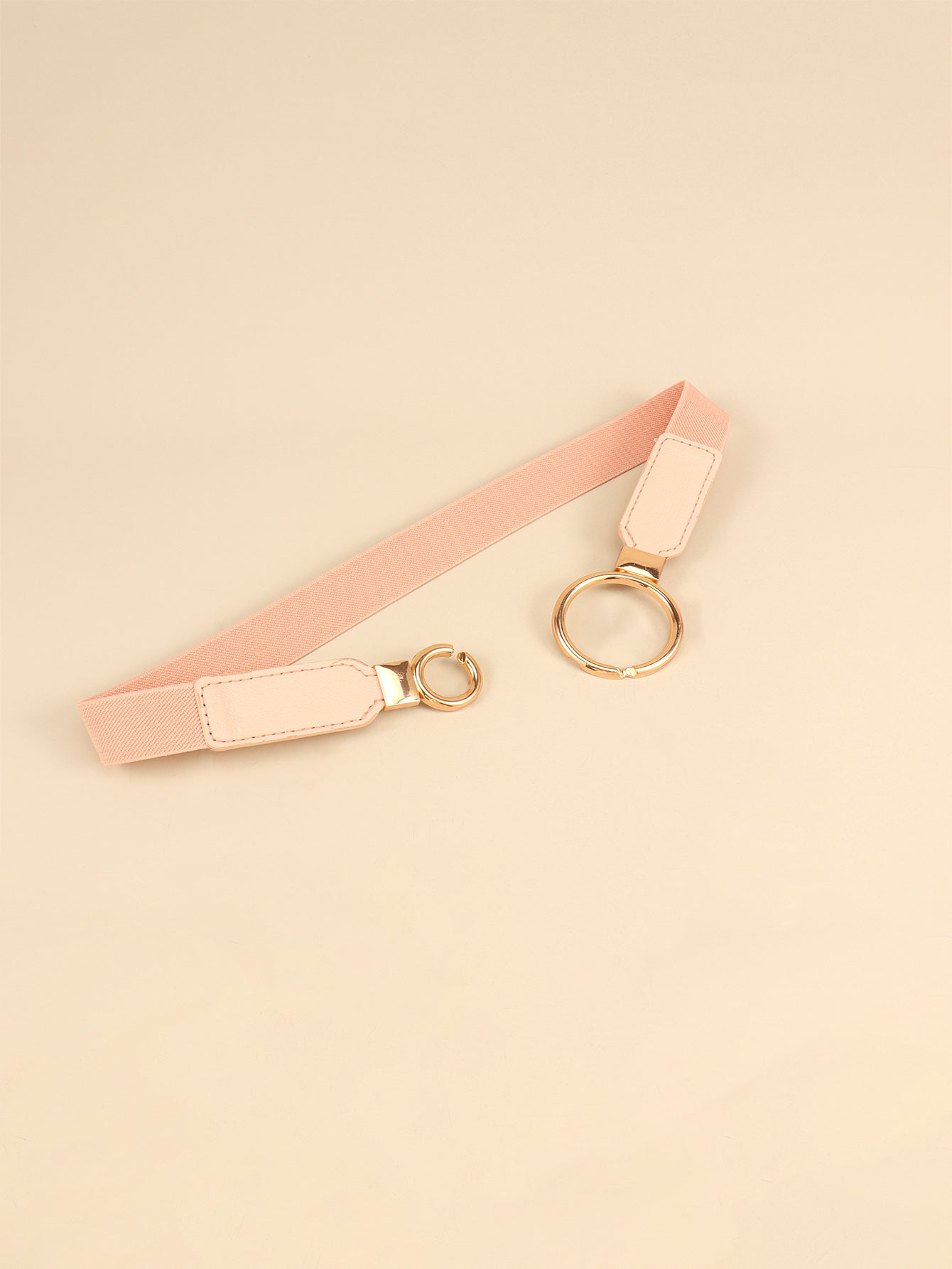 Elastic Double Ring Buckle PU Fashion Belt for Men and Women