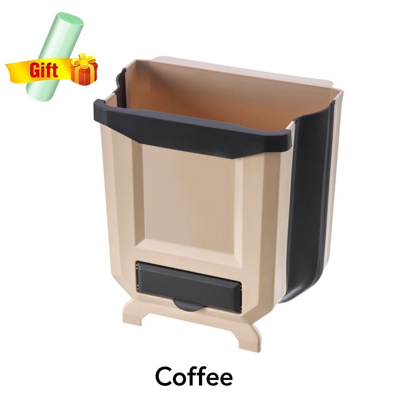 Folding and Wall-Mounted Kitchen and Car Trash Can - Recyclable Waste Bin for Various Spaces
