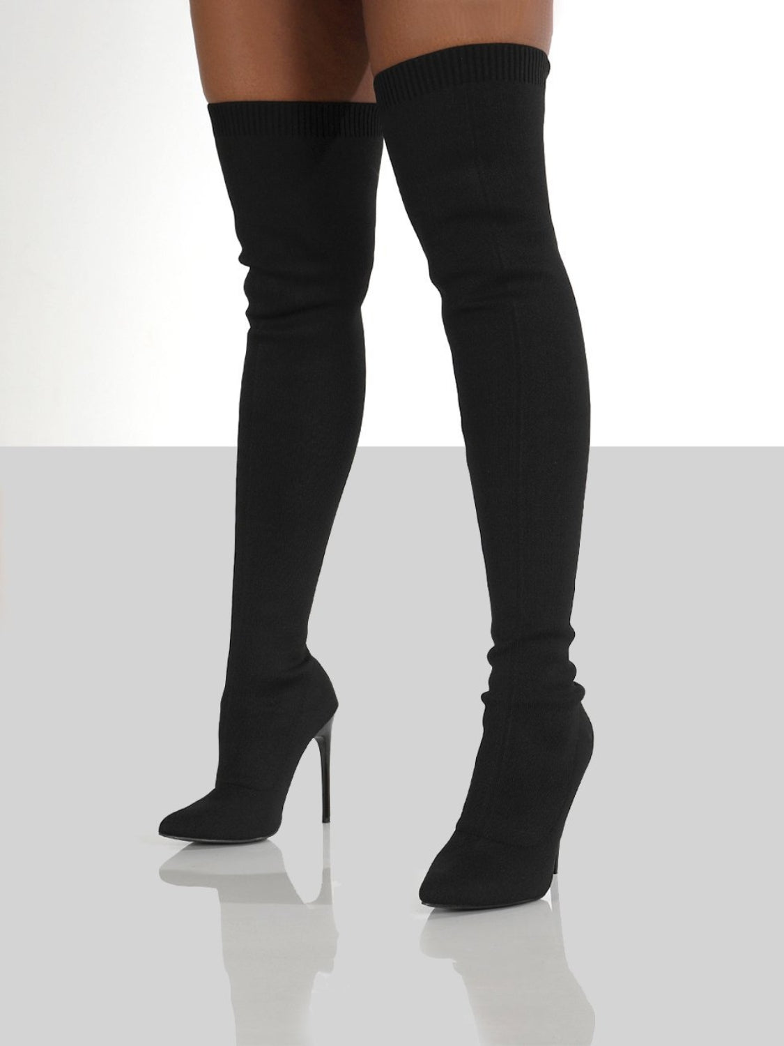 High Heel Pointed Toe Over - Knee Stiletto TPR Boots