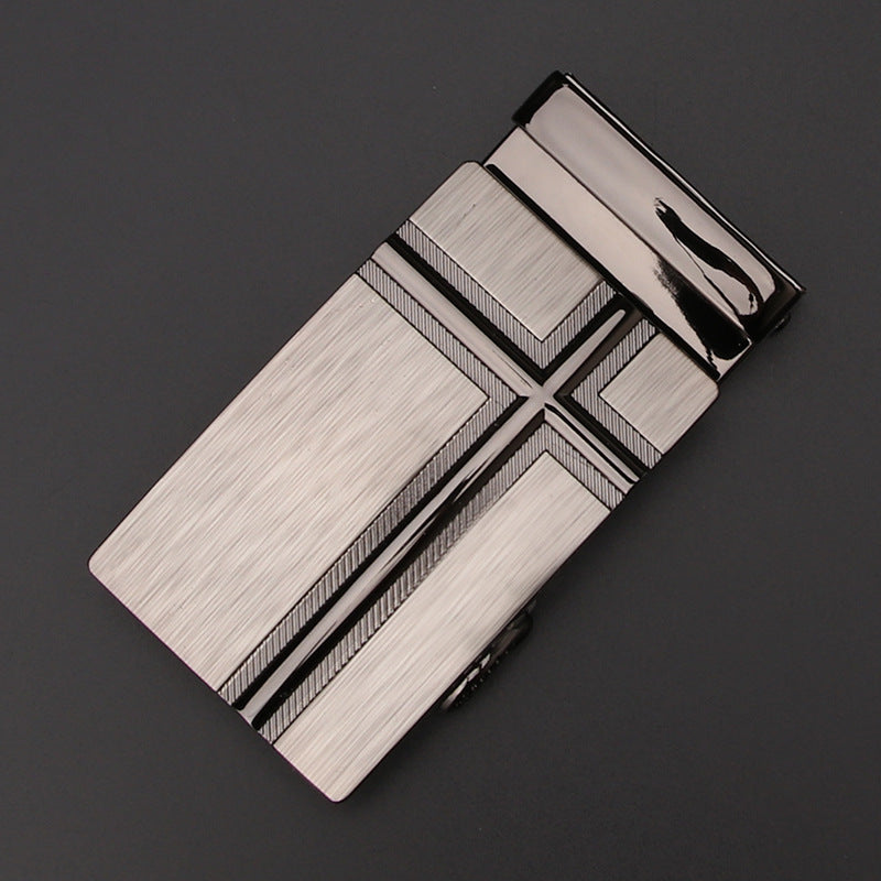 Men's Business Style Automatic Buckle Genuine Leather Belt for All Seasons