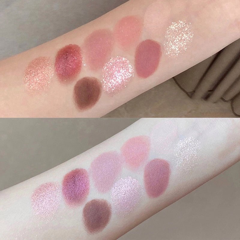 DIKALU Premium Nine - Color Eyeshadow Palette with Rose Pink Hues, Featuring Pearly, Matte, and Glittery Eye Shadows for Stunning Eye Pigments