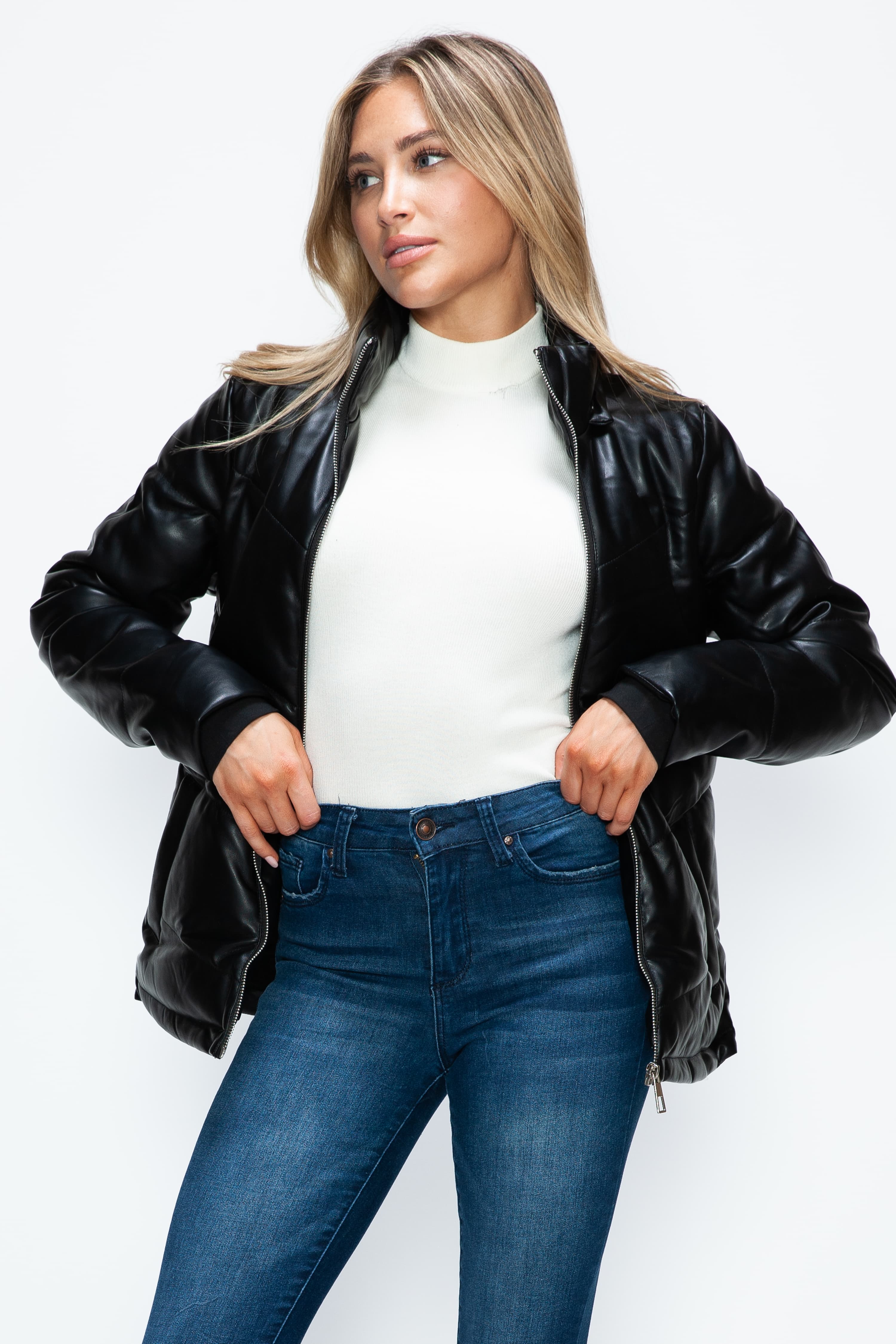 Versatile Pocketed Zip-Up Puffer Jacket with Detachable Hood