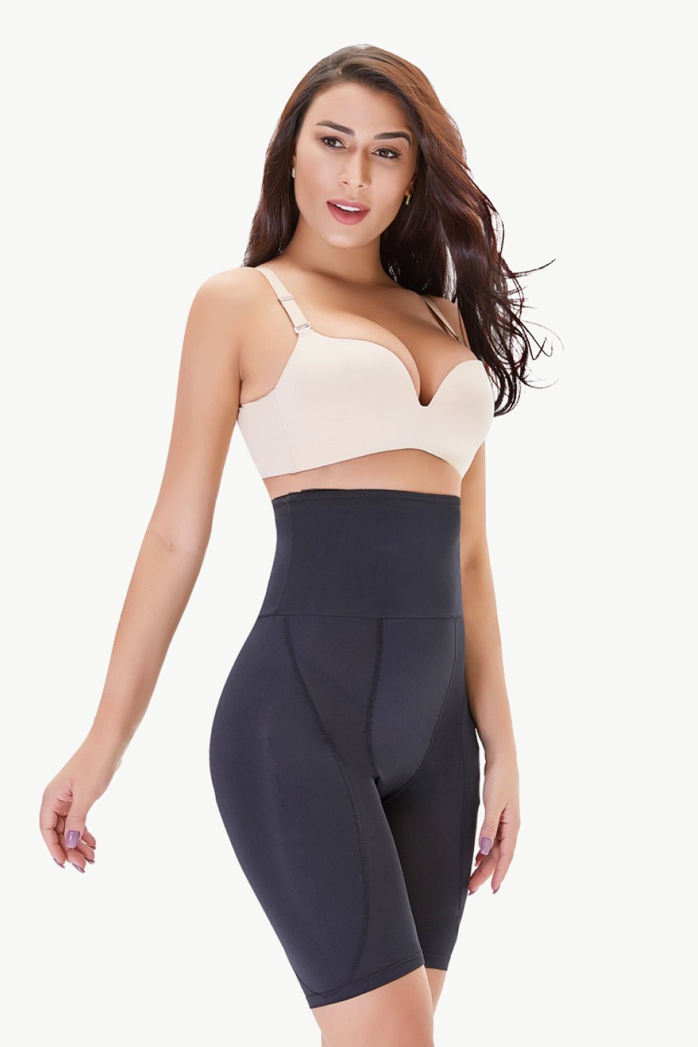 Full-Size High-Waisted Elastic Pull-On Shaping Shorts for a Slimmer Look
